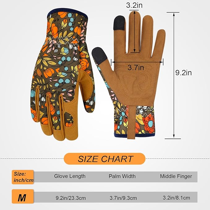 Leather Gardening Gloves for Women Thorn Proof Garden Gloves Touch Screen Working Gloves Gifts
