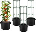 NNG 4 Packs 48 inches Tomato Cages with 10 Gallon Grow Bags,Garden Plant Support Cages,Plant Tower Stakes Garden Trellis for Climbing Plants,Tomato Plant Trellis for Vegetable Fruits Vines (4, Green)