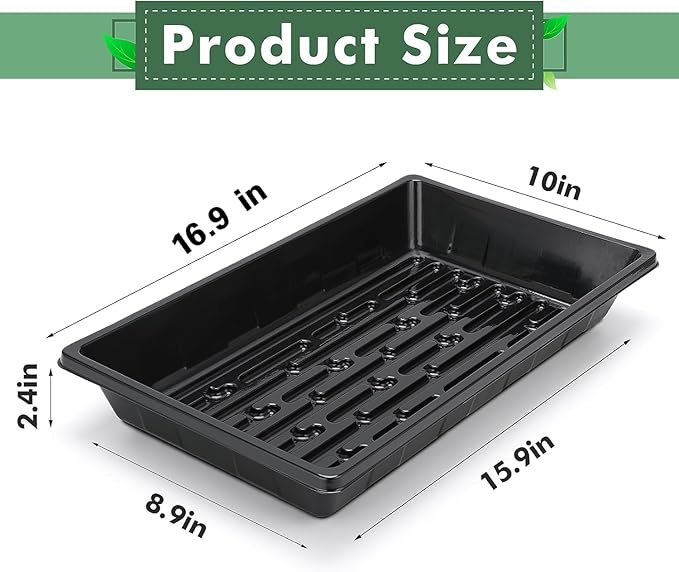 Sckee Upgraded 10 Pack Plant Growing Trays Seed Starting Tray Microgreens Growing Trays Seedling Plant Germination Starter Tray Transplant Fodder Flats, No Holes, No Leakage, Reusable (1017)
