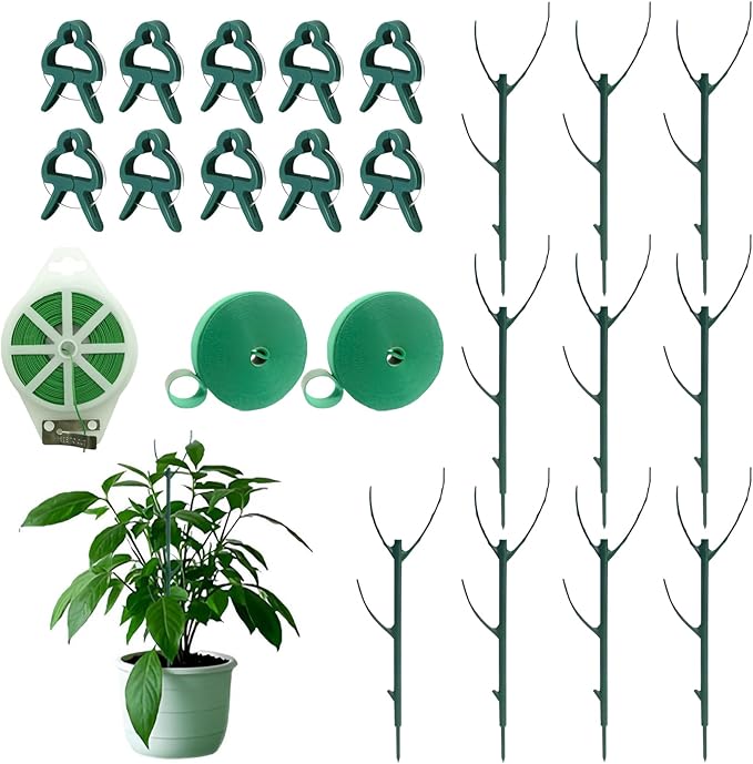 10 Pack Stackable Plant Support, Garden Support Stakes for Indoor Outdoor Plants Garden Stakes for Climbing and Potted Moss Pole for Support Tall Potted Plants