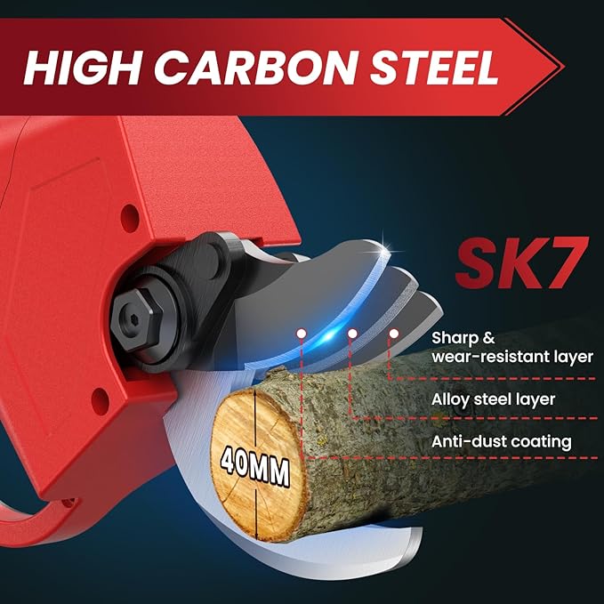 Electric Pruning Shears,1.6"Cordless Pruning Shears for Gardening,SK7 Blades,800W Brushless Motor,Battery Pruning Shears with 21V 2000mAh*2 Batteries,Ideal Dad's Gifts for Tree Trimming,Branch Cutter