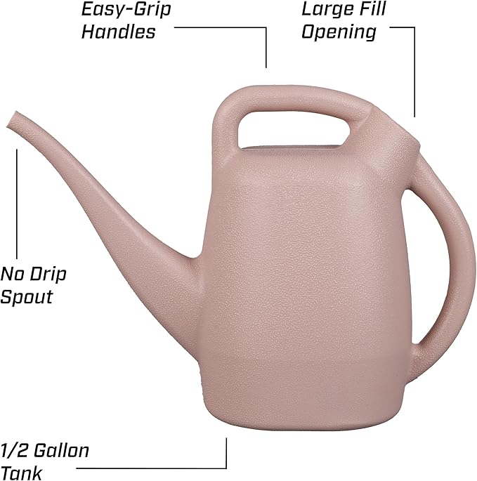 Chapin 48008 Watering Can, Garden, Indoor and Outdoor Plants, Recycled Plastic, Made in USA, 1/2 Gallon, Rose