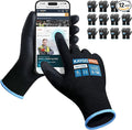 Work Gloves PU Coated for Men and Women, 12 Pairs Safety Work Gloves with Two Fingers Touchscreen, Breathable and Lightweight,Ideal for Light Warehouse, Manufacturing, Gardening, KG11P (M, Black)