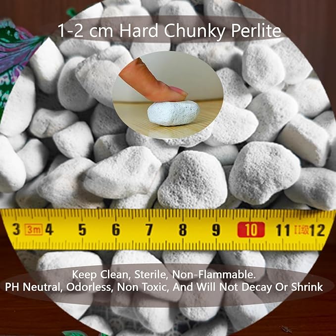 Natural Organic 1-2CM Chunky Perlite 5QT for Plants Horticultural Coarse Pearlite Bulk Potting Mix Garden Soil Amendment for Enhanced Drainage and Ventilation for Indoor Outdoor Plants