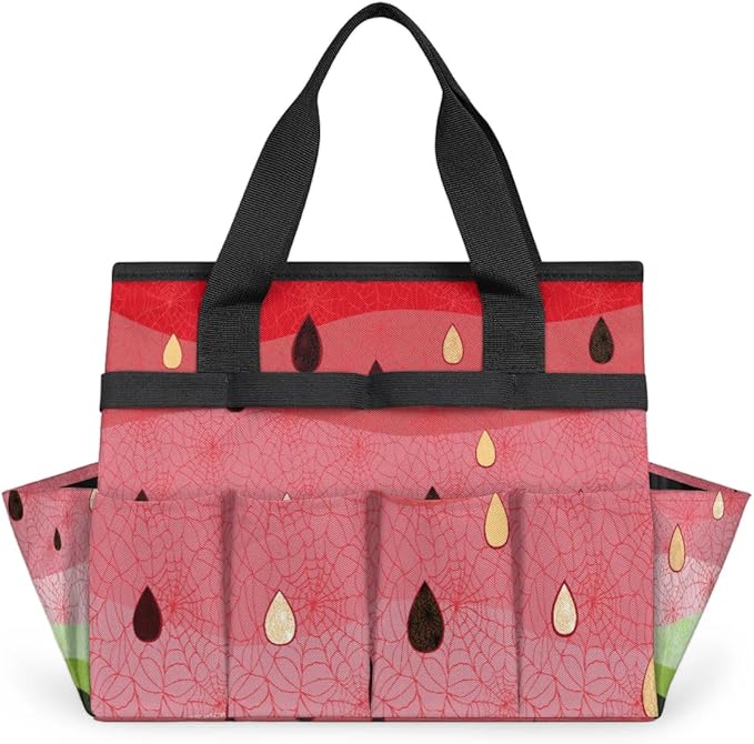 Garden Tool Bag Organizer Garden Tote Bag with Pockets Watermelon Slice Tool Storage Organizer Gardening Tool Kit Holder 13" x 6.8" x 2.8"
