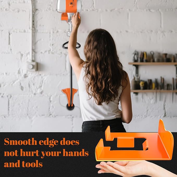 Garage Organizer Trimmer Rack Weedeater Hanger, Garden Power Tool Hanger Weed Whackers Holder Wall Mounted, Heavy Duty Metal Trimmer Hanger for Garage Tool Organizers Storage (Orange-1Pcs)