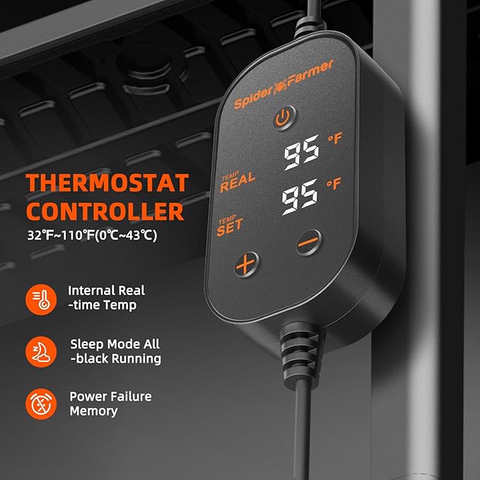 Spider Farmer Seedling Heat Mat 10"x20.75" with Built-in Temperature Controller Waterproof Plant Heating Pad for Indoor Seed Starting Germination Hydroponics, Greenhouses and Brewing