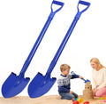 2 Pack Metal Beach Sand Shovels for Kids, 27 Inch Heavy Duty Small Shovels for Digging, Camping, Gardening, Planting, Mini Spade with D-Grip Handle, Blue