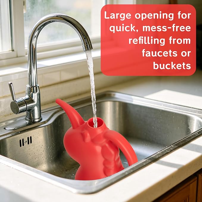 XXXFLOWER Unicorns Indoor Watering Can, 1 L Cute Animal Water Cans, Novelty Unicorns Shape Watering Pot for Office House Indoor Garden（Red）