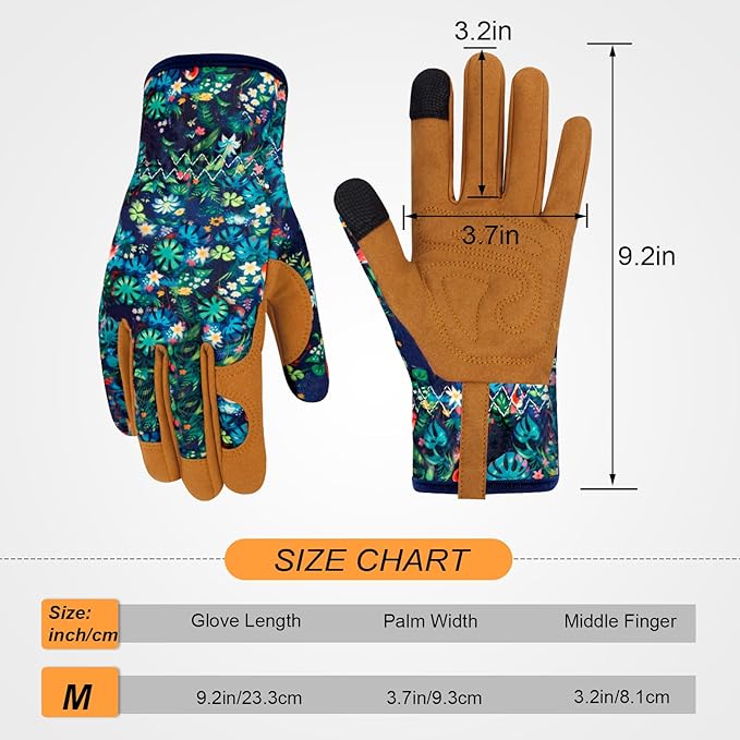Leather Gardening Gloves for Women Thorn Proof Garden Gloves Touch Screen Working Gloves Gifts,M