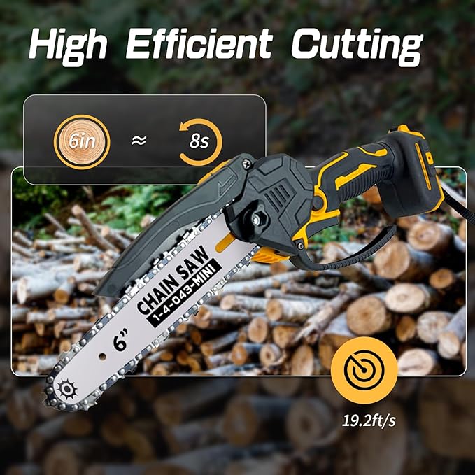 Mini Chainsaw Cordless Compatible for Dewalt Battery 20V MAX, 8 Inch & 6 Inch Cordless Chain Saw, Handheld Electric Power Chain Saw for Wood Cutting, Gifts for Men Dad Husband(Battery Not Include)