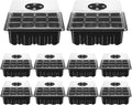 10 Pack Seed Starter Trays 12-Cell Seedling Box with Humidity Adjustment Transparent Domes and Base Trays for Garden Seedling Seed Starting Growing Germination