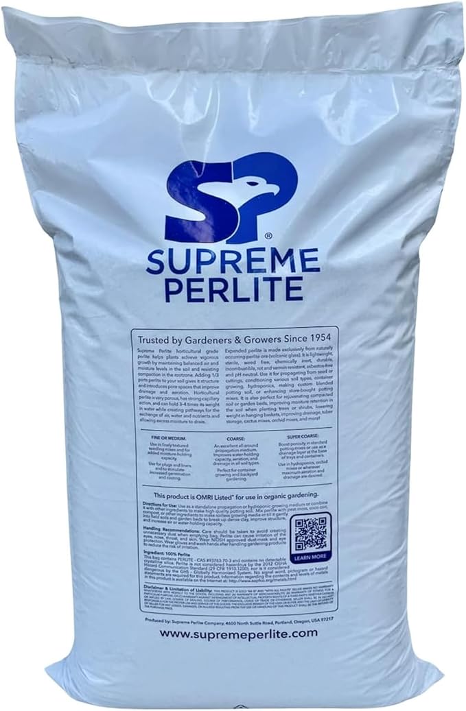 Supreme Perlite 2 Pack Medium Horticultural Perlite for Potting Soil, Seed Starting, Propagation, Organic Gardening & Soil Aeration, 4 Cu Ft Bag