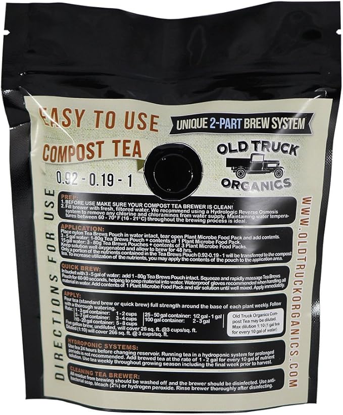 Compost Tea Easy-to-Brew Kit, 2 Tea Brew Pouches & 2 Microbe Food Packs