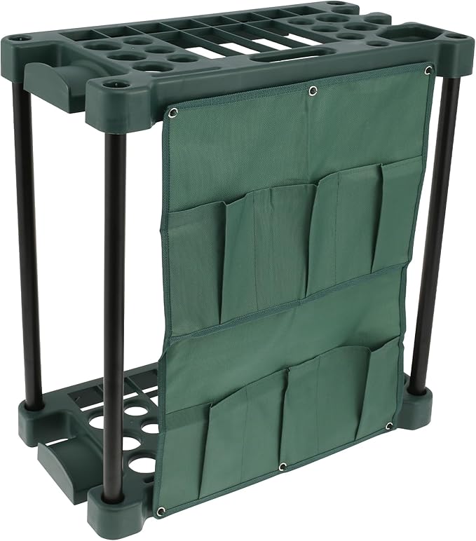 Garden Tool Storage Rack Lightweight Construction Farm Tool Organizer Complete with Slots and Brackets Garden Tools Ideal for Garden Sheds(Dark Green)