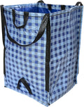 DURASACK Heavy Duty Home and Yard Bags 48-Gallon Reusable Self-Standing Lawn and Leaf Bags Garbage Can with Reinforced Handles, Gingham Blue