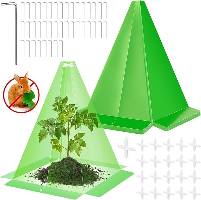 20 Packs 12"x 8" Garden Cloches for Plants,Plant Protectors from Animals,Plant Cages for Outdoor Plants,Plant Covers from Animals,Chicken Wire Cloche with Stakes for Protect Plants,Seedling,Vegetables