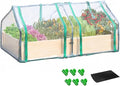 4x2ft Raised Garden Bed with Greenhouse Cover,Wooden Planter Box with Clear PVC Cover & Dual Roll-Up Windows,Outdoor Elevated Garden Box for Vegetables/Herbs/Flowers,Patio,Balcony,Backyard