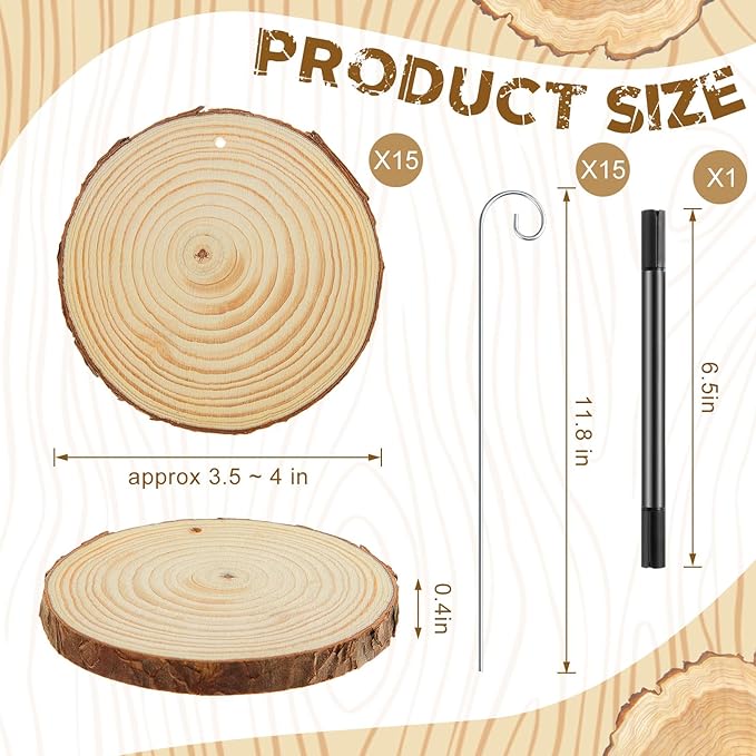 Hicarer 15 Set 4 Inch Large Wooden Plant Markers,15 Pcs Garden Stakes(11.8 Inch Tall) &1 Marker Pen, Garden Labels Tags Sign for Flowers Herbs Seed Vegetable, Hint: A Firm Push for Ideal Hang