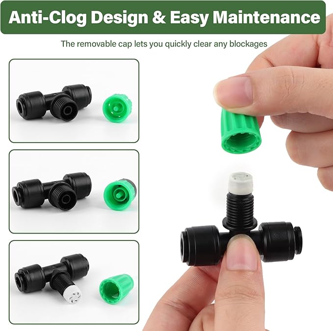 Kalolary 133FT Quick-Connect Drip Irrigation System Kit, Automatic Garden Watering System with 1/4" & 1/2" Tubing,Push-to-Fit Fittings & Adjustable Drip Emitters for Raised Garden Beds Greenhouse Lawn