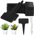 Greaner T-Type Plant Name Tags, 4 Inch 100 PCS Garden Labels Markers for Outdoor Garden Waterproof, Plastic Plant Tags for Indoor Outdoor Pots with A Pen(Black)