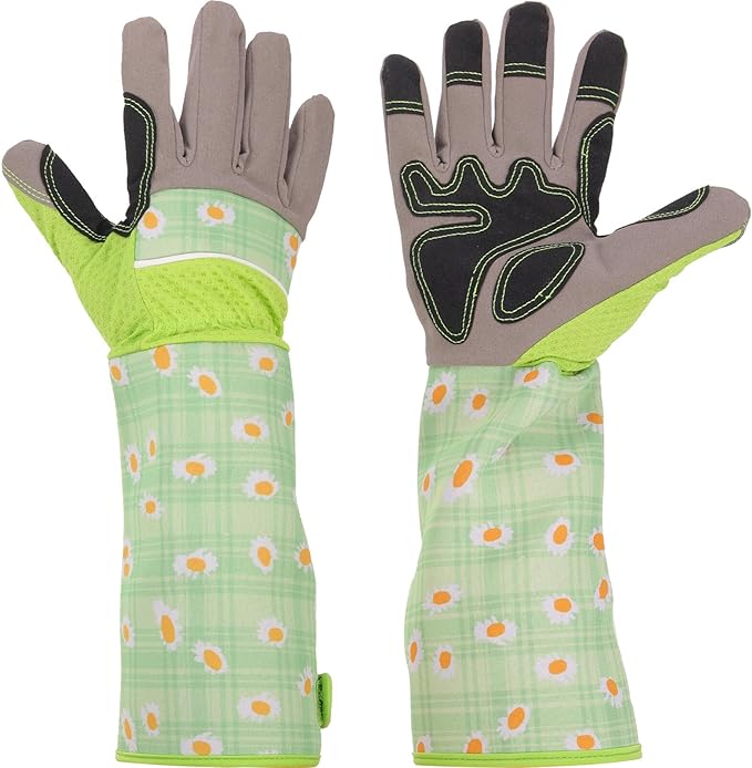 ibasenice Thornproof Gardening Gloves with Long Sleeves Pu Leather Palm Work Gloves for Women and Men for Planting and Pruning
