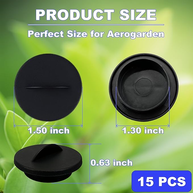 Plant Spacer Caps Compatible with Aerogarden Harvest, Bounty, Farm, Extra, Ultra All Models, Pod Covers Hole Covers for Indoor Growing System, Hydroponic Plant Spacers Cover Lids (Black, 15 Pack)