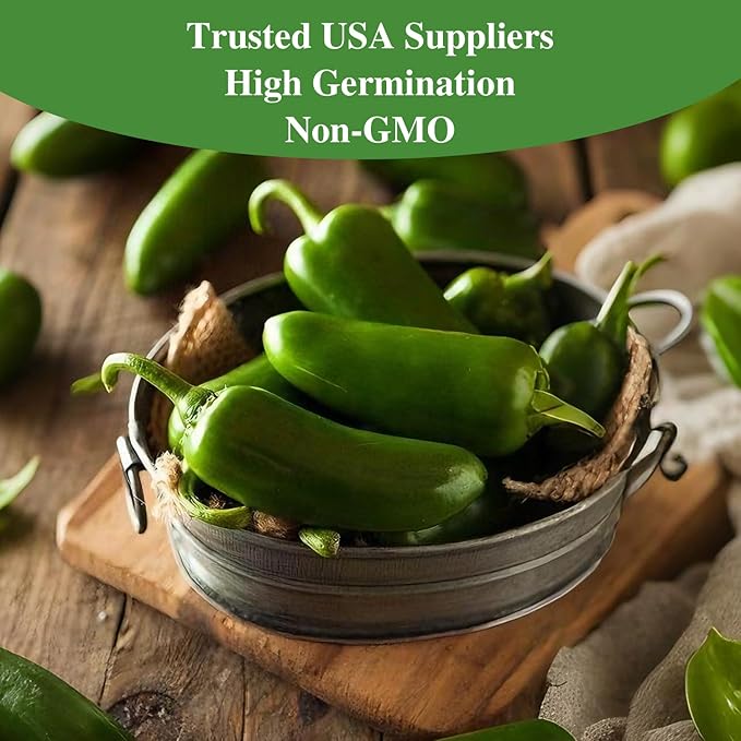 Jalapeno Pepper Seeds for Planting, Non-GMO Heirloom Vegetable Seeds for Outdoor Home Garden, Easy to Grow, Perfect for Salsa & Hot Sauce