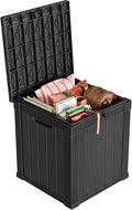 51 Gallon Resin Deck Box Outdoor Storage Box Waterproof for Patio Furniture,Outdoor Cushions,Garden Tools and Pool Supplies（Black）