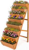 HAPPYGRILL Vertical Raised Garden Bed, Freestanding Wood Elevated Planter Box w/Legs for Growing Vegetables Flowers Herbs, Indoor Outdoor Tiered Plant Stand for Patio Yard Balcony Corner (1,8-Tier)