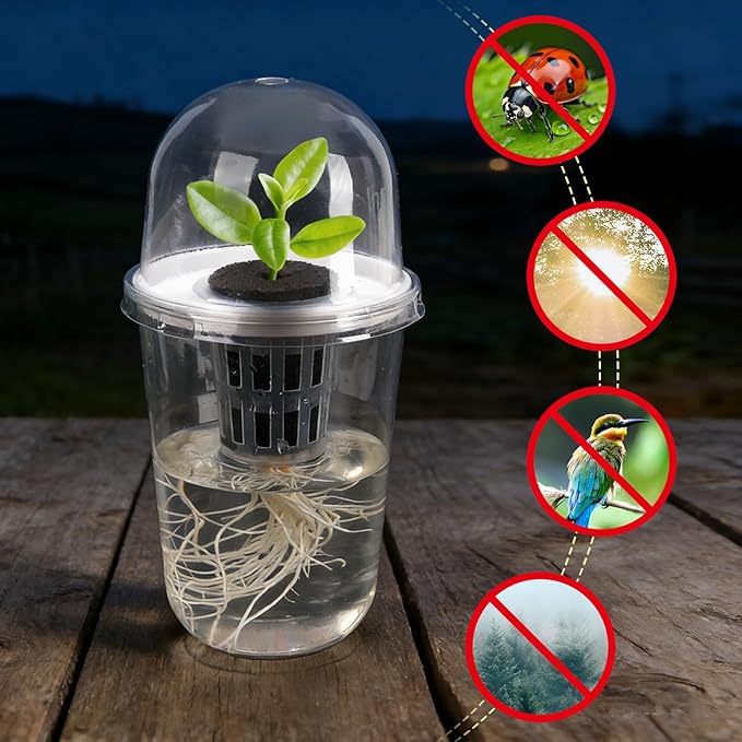 Clear Hydroponic Nursery Kit, Transparent Plant Starter Hydroponic Pots for Seed Starting, Hydroponic System for Nursery