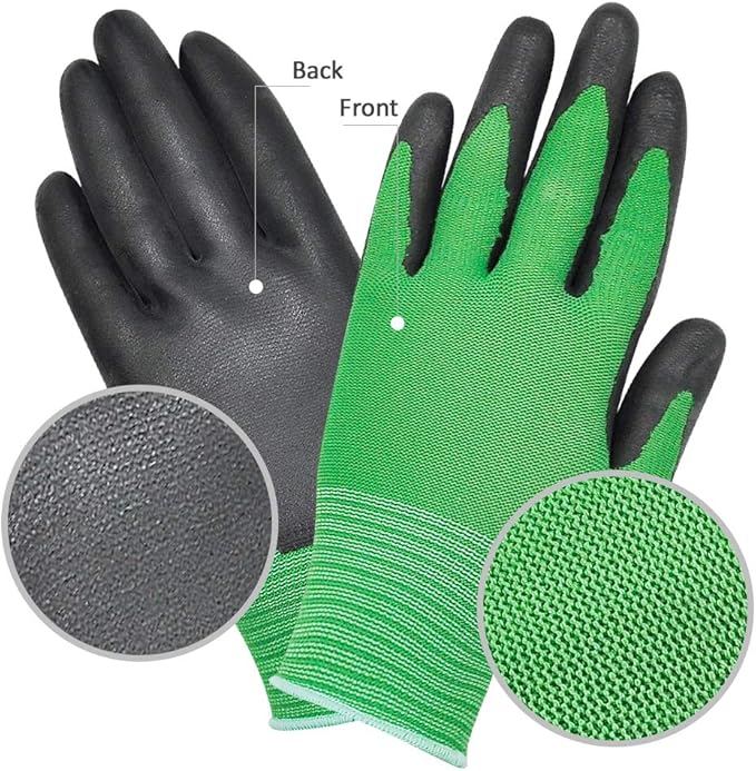 Breathable Bamboo Gardening Work Gloves for Women Youth and Men, Medium, Set of 3