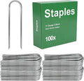 AAGUT Garden Staples 6 Inch Galvanized 100 Pack Round-Top Drip Hose Stakes Irrigation Hooks Heavy Duty 11 Gauge Lawn U Pins Sod Nails for Landscape Fabric, Soaker Hose, Chicken Wire, Dog Fence