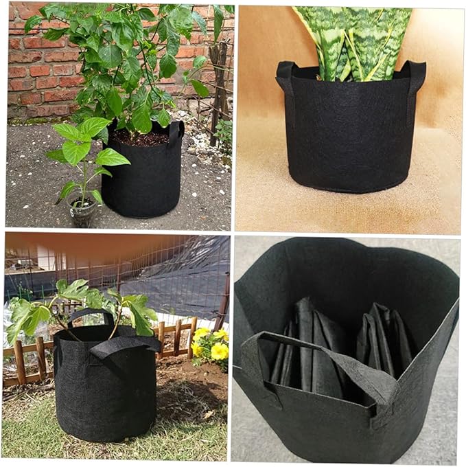 Happyyami 6pcs Nonwoven Plant Growing Bags Handles Thickened Vegetable Nursery Pots Breathable Gardening Bags for Healthy Root Development for