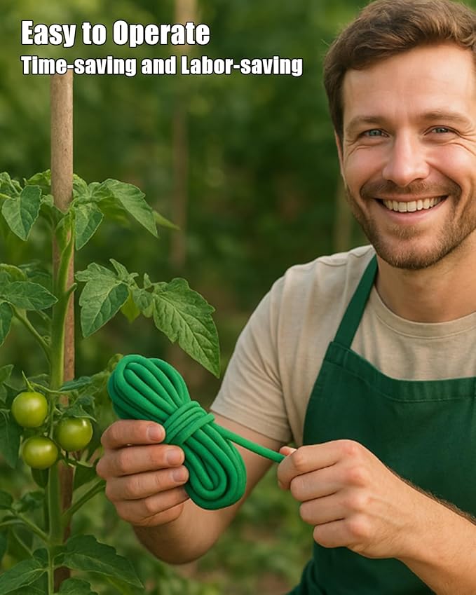 32Ft Soft Garden Plant Ties, Flexible Foam Wire for Securing Climbing Vines, Vegetables, Flowers, Adjustable Reusable Indoor and Outdoor Gardening, Green, 2Pcs
