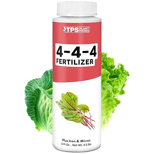 4-4-4 Fertilizer for Plants, Great for Leafy Vegetables and Herbs, Liquid Plant Fertilizer by TPS Plant Foods, 8oz (250ml)