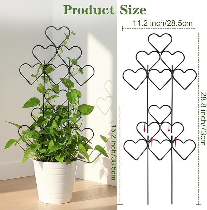 ZOUTOG 15 Inch Trellis for Climbing Plants Outdoor 9 Pack,Rustproof Metal Garden Trellis for Potted Plants,Sturdy Houseplant Support Indoor Outdoor for Ivy Pothos Monstera Hoya Flower Vine