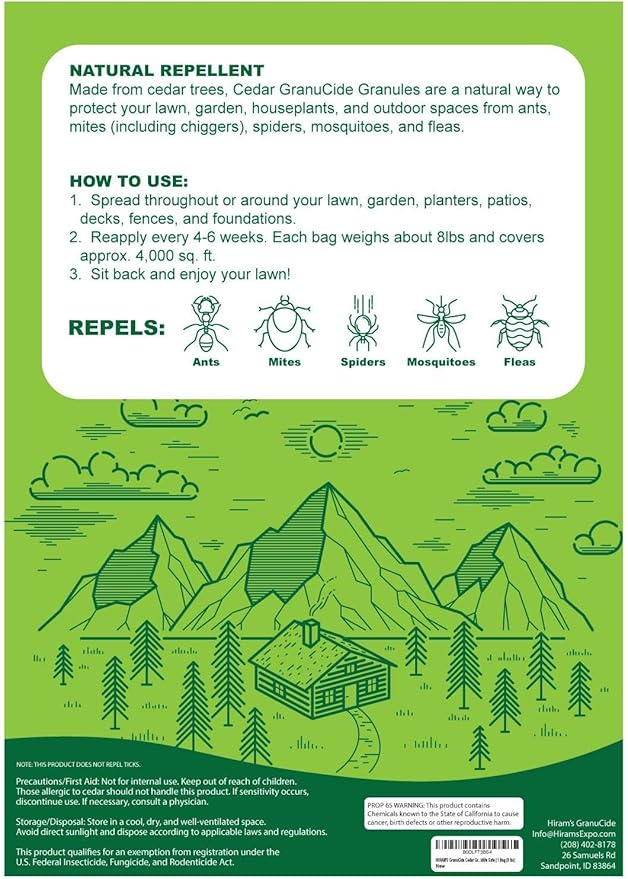 GranuCide Cedar Granules | Cedar Chips for Home & Garden | Repels Ants, Aphids, Spiders, Mosquitos | Smells Great & Easy to Use | 1 Bag (8 lbs)