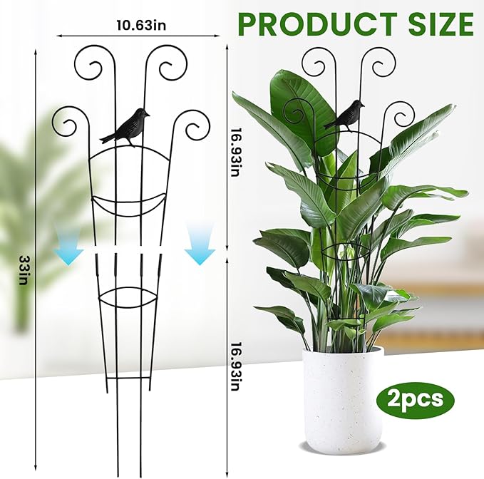 30 in Tall Plant Trellis Indoor,Metal Garden Trellis for Climbing Plants, 2P