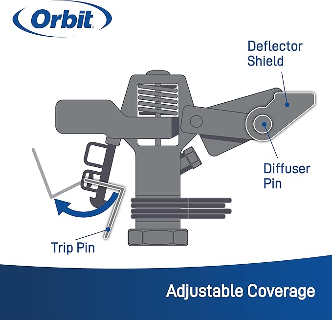 Orbit 1/2 -inch Heavy-Duty Brass Impact Sprinkler on Adjustable 22-48-inch Metal Tripod Base