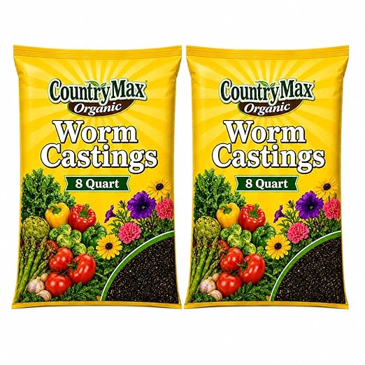 CountryMax Organic Worm Castings 16 Quart – All-Natural Soil Amendment for Strong Root Growth, Ideal for Houseplants, Flowers & Vegetables, Chemical-Free Organic Fertilizer