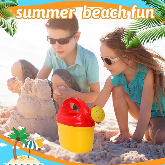 4 Packs Watering Can Garden Equipment Toy Sand Toys Interesting Plastic Watering Can Plant Garden Watering Can Toys Bath Toys for Girls and Boys Gardening Beach Tools, 3 Colors