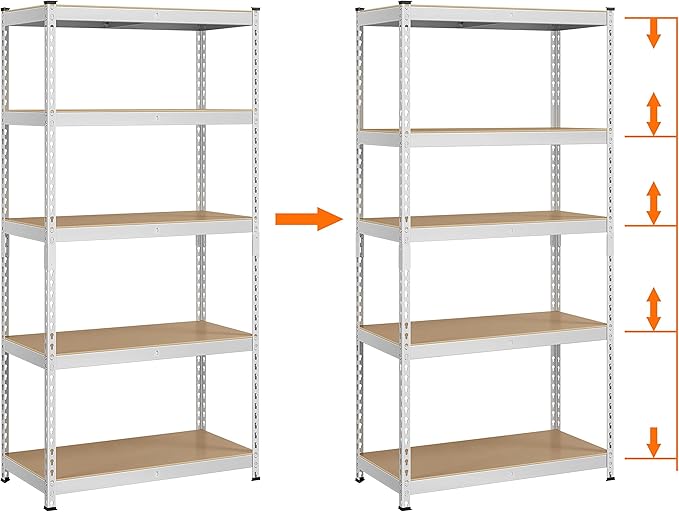 Yaheetech Storage Shelves, 5 Tier Heavy Duty Adjustable Metal Shelving Unit, Industrial Utility Rack for Garage Warehouse Pantry Closet (35.5 W x 17.5 D x 72 H Inches, Silver)