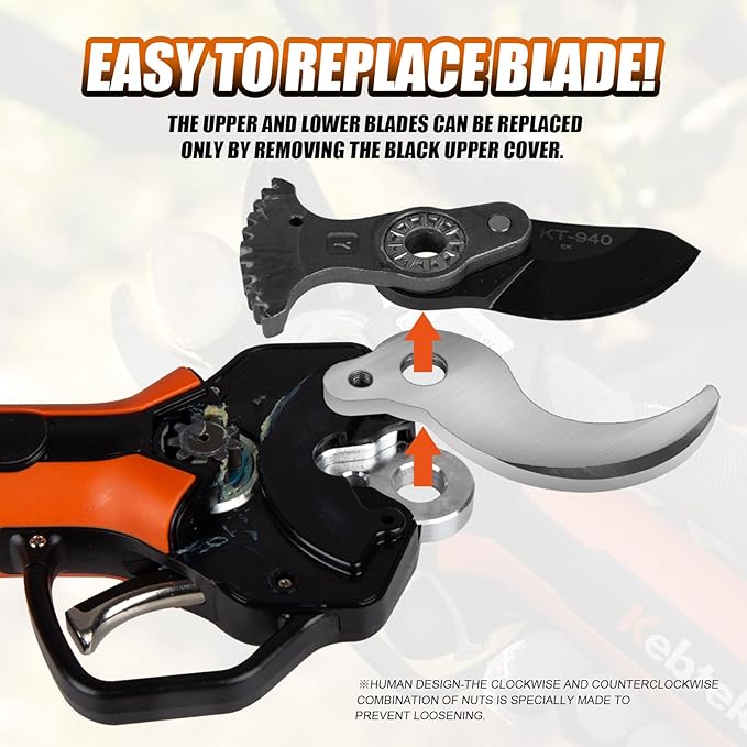 2 In 1 Electric Pruning Shears 40MM, Kebtek Cordless Pruner with Extension Pole 21V Brushless Motor 2Pack 2AH Rechargeable Battery-LCD Display Screen (KT940 Pruner+Pole Set)