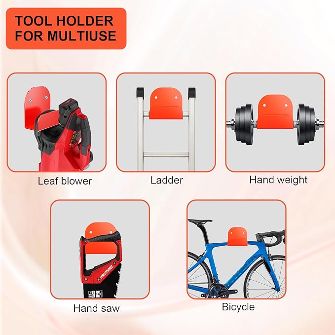Leaf Blower Rack, Wall-Mounted Tool Hanger Compatible with Milwaukee 2824-20, Hedge Trimmers, Grass Trimmers, Garden Power Tools & Garage Organization, 1 Pack