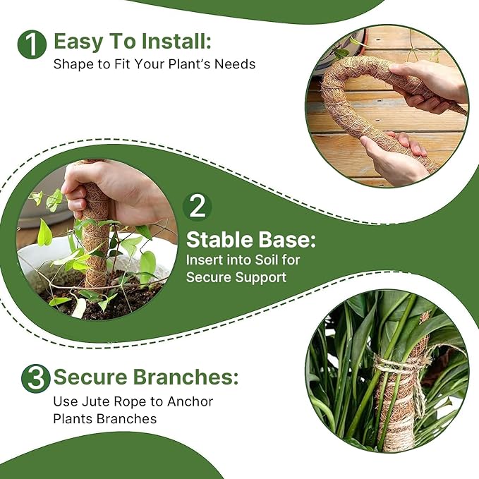 48 Inch Bendable Moss Pole for Plants Monstera, Coir Plant Pole Stick, Support Stake for Climbing Plants Indoor, Pothos, Philodendron, Moss Pole kit, Plant Support Stake for Plants Indoor