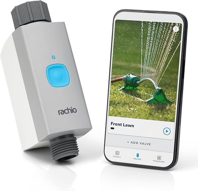 Rachio Smart Hose Timer (1 Valve Only) – App-Controlled Outdoor Faucet Timer, Quick Install & Scheduling, Expandable System - Requires WiFi Hub