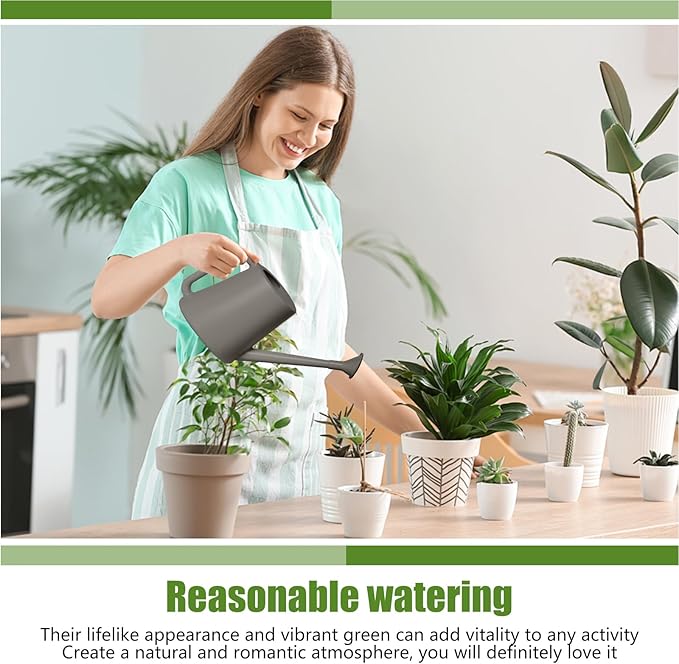 ZXJ Grip Plant Watering Can - for Indoor and Outdoor Home Garden Plants - with Long Spout - Grey - 1/2 Gallon