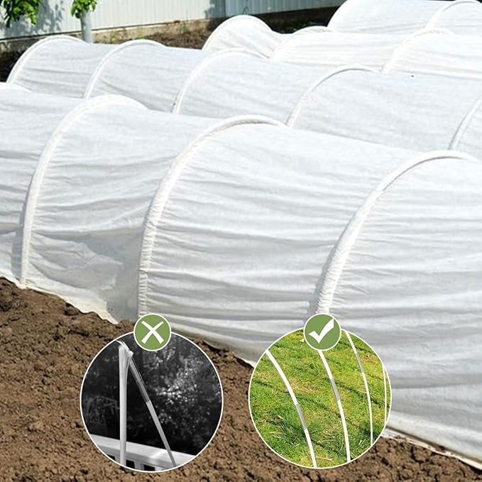 Garden Hoops 60pcs (M Size), Sunwuk Greenhouse Hoops for 2.5-5.5ft Wide Raised Bed, 10 Sets of 8.5ft Long Super Bendable Fiberglass Support Hoops Frame, Mini Greenhouse Strip for Row Cover