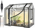 Bstrip Indoor Greenhouse with Grow Light, Mini EVA Tent with PE Base Mat, Ventilation Windows & Zippered Door, 18W Tabletop Greenhouse Light for Seed Starting with Timer, 23.8" x 15.7" x 20.5"